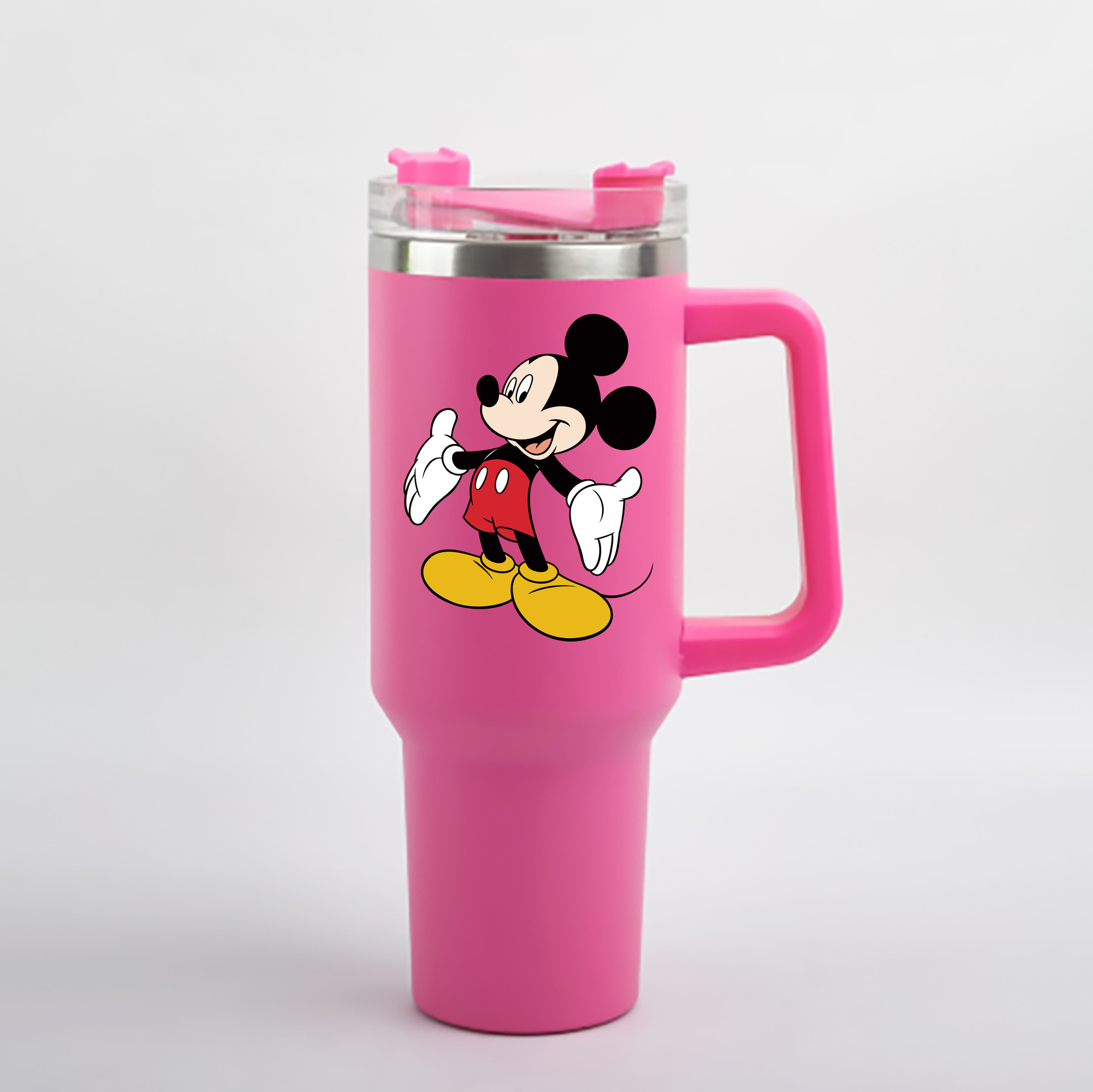（画像用） ミッキーマウス Mickey Mouse 1200mL車用タンブラー - クリスタルステッカー（プラスチックストロー付き）